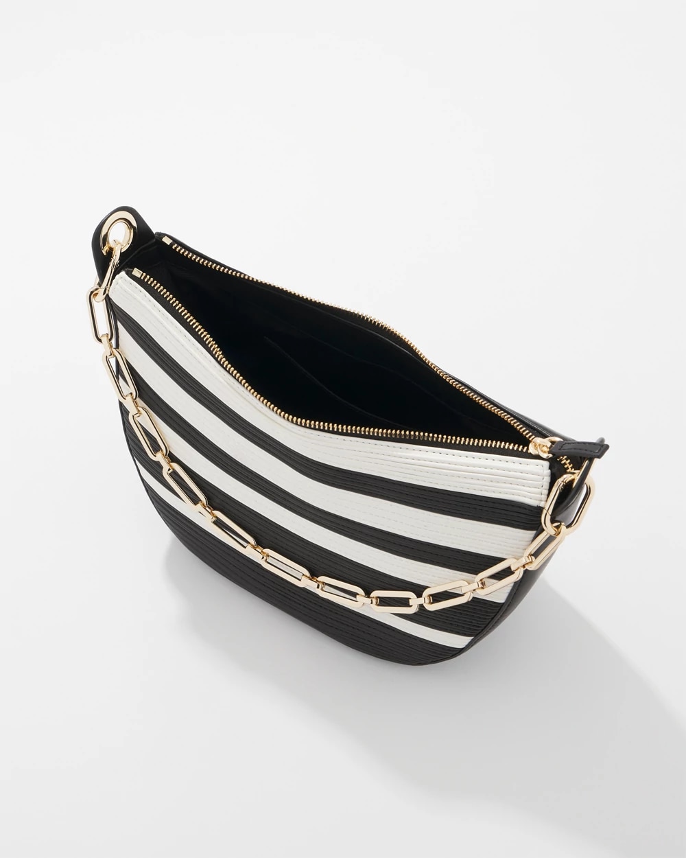 ☆ ☆ Here Black White CKJ Sherpa Small Crescent White House Black Market Black + White Crescent Shoulder Bag